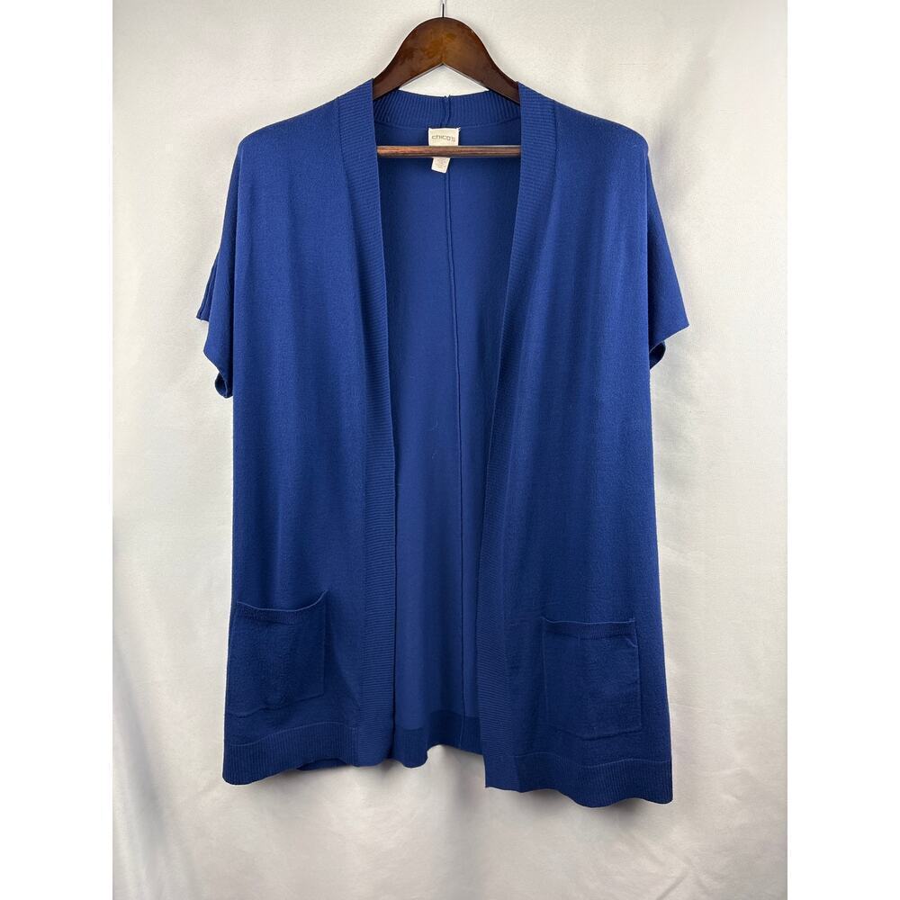 Women’s Chicos Size 1 Royal Blue Short Sleeve Sweater